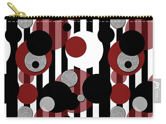 Black and White Stripes Red Dots - Zip Pouch