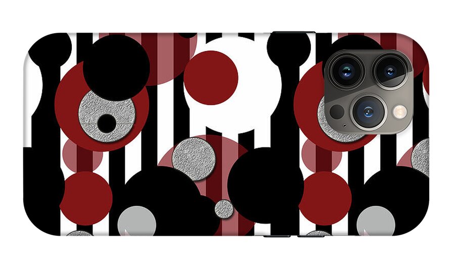 Black and White Stripes Red Dots - Phone Case