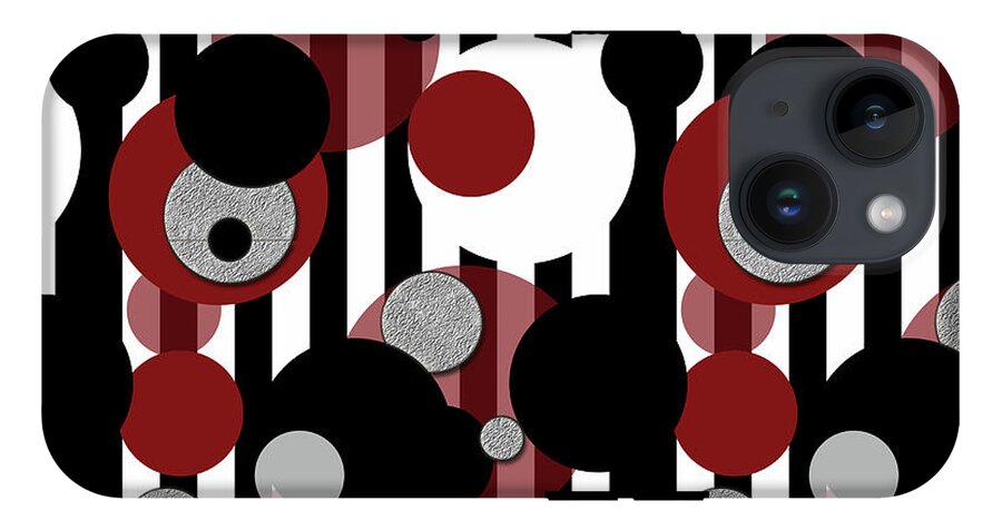 Black and White Stripes Red Dots - Phone Case