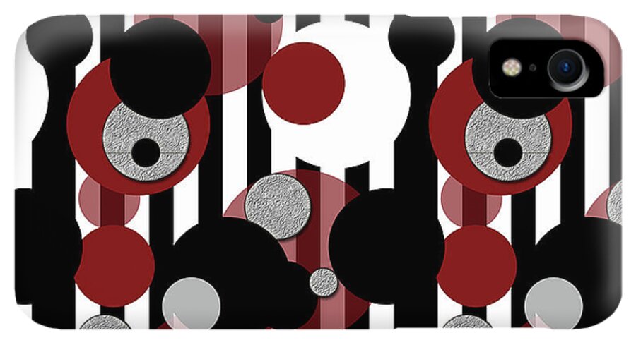 Black and White Stripes Red Dots - Phone Case