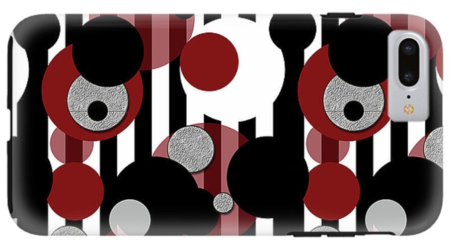 Black and White Stripes Red Dots - Phone Case