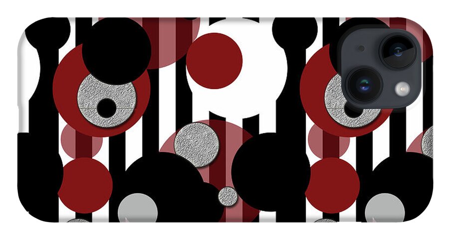 Black and White Stripes Red Dots - Phone Case