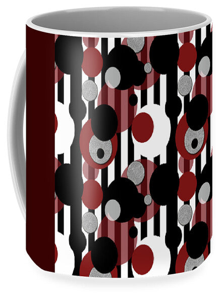 Black and White Stripes Red Dots - Mug