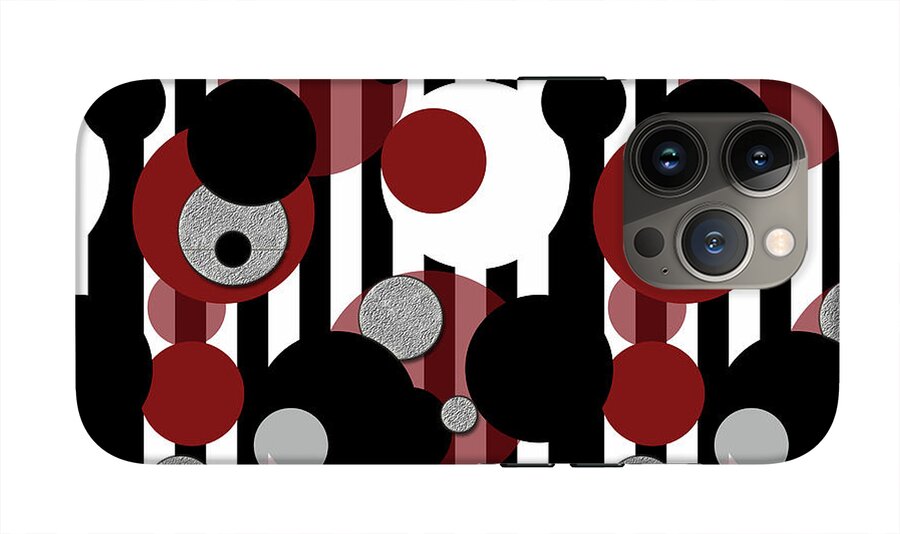 Black and White Stripes Red Dots - Phone Case