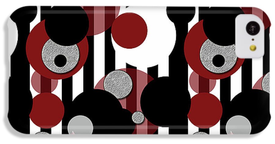 Black and White Stripes Red Dots - Phone Case