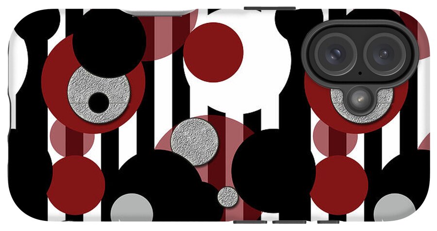 Black and White Stripes Red Dots - Phone Case