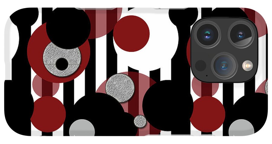 Black and White Stripes Red Dots - Phone Case