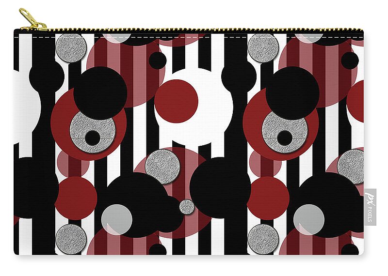 Black and White Stripes Red Dots - Zip Pouch