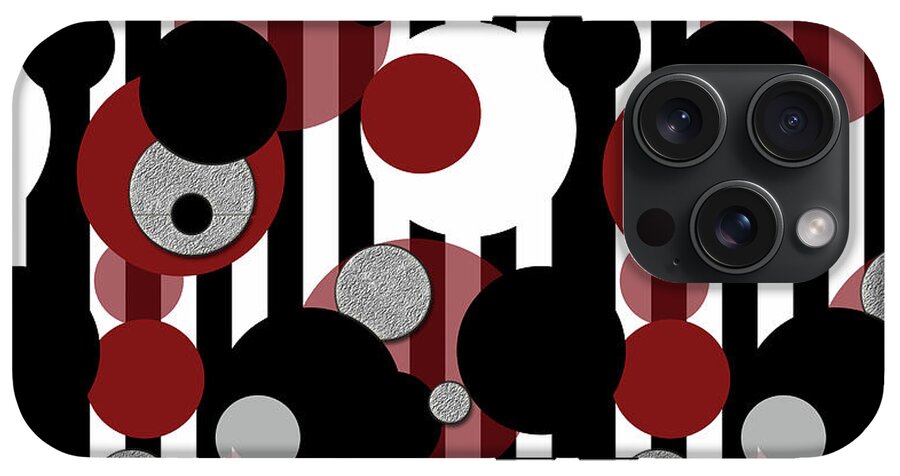 Black and White Stripes Red Dots - Phone Case