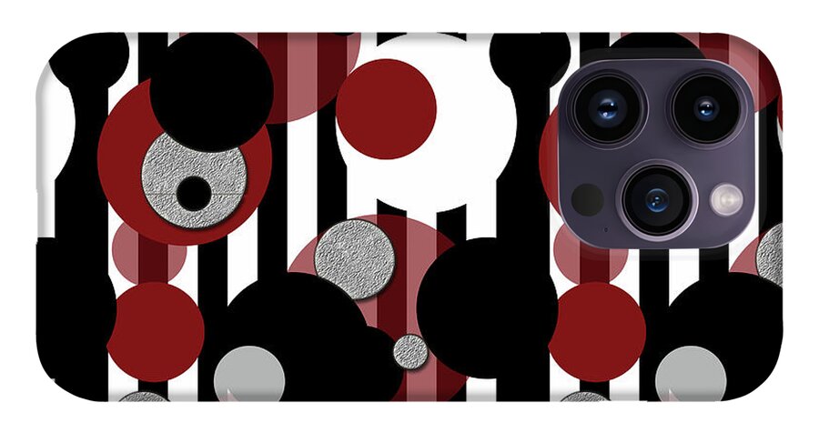 Black and White Stripes Red Dots - Phone Case