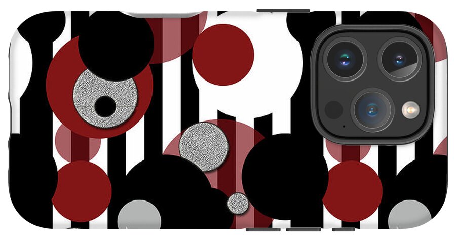 Black and White Stripes Red Dots - Phone Case