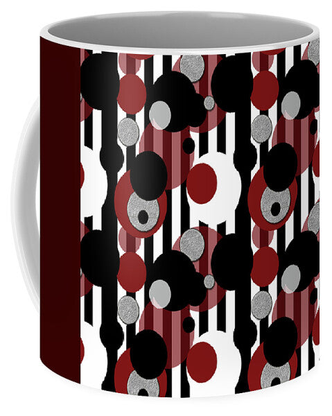 Black and White Stripes Red Dots - Mug