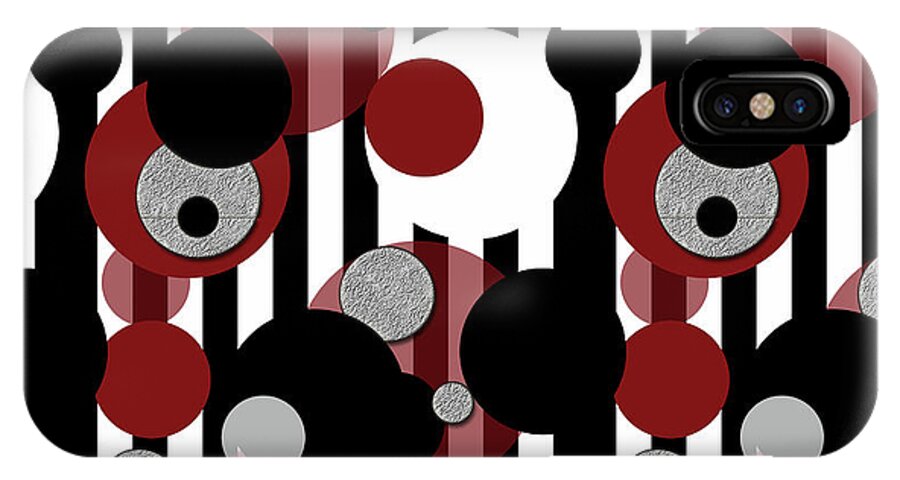 Black and White Stripes Red Dots - Phone Case