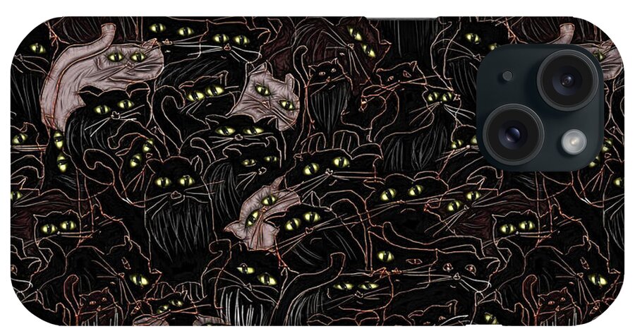 Black Cats Yellow Eyes - Phone Case