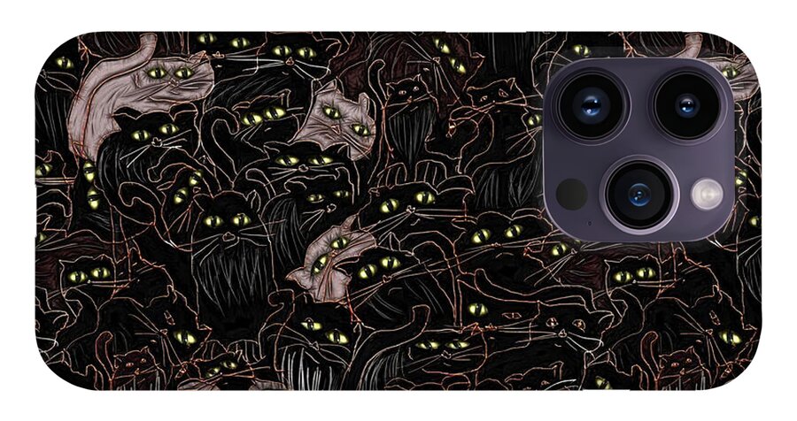 Black Cats Yellow Eyes - Phone Case