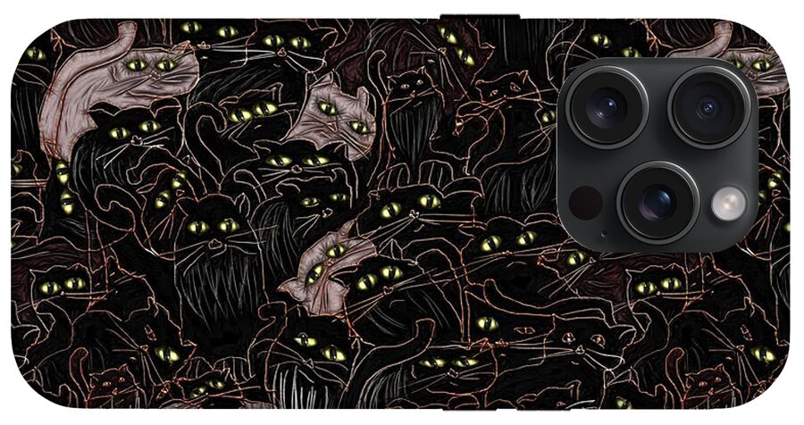 Black Cats Yellow Eyes - Phone Case