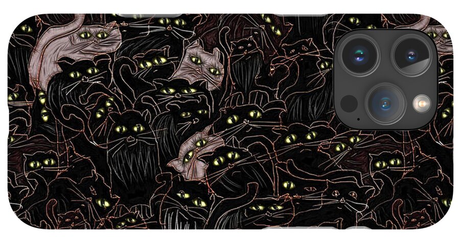 Black Cats Yellow Eyes - Phone Case