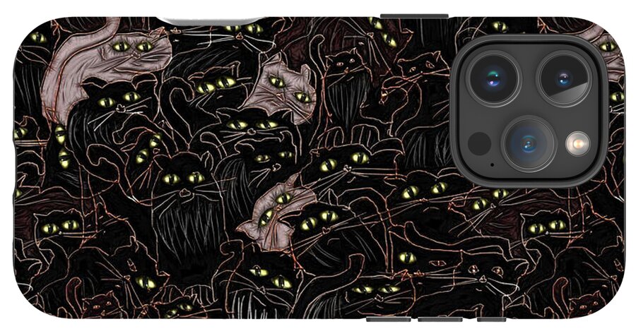 Black Cats Yellow Eyes - Phone Case