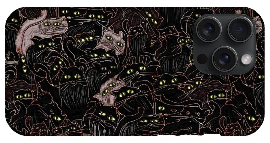 Black Cats Yellow Eyes - Phone Case