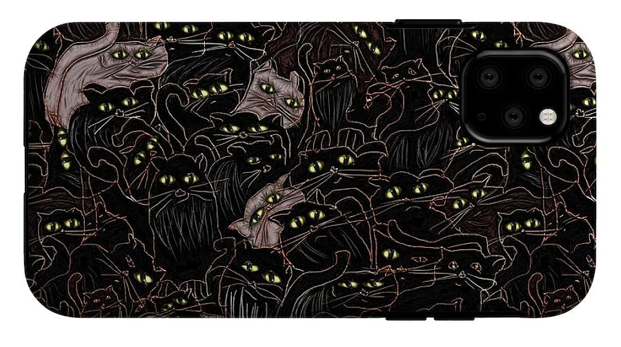 Black Cats Yellow Eyes - Phone Case