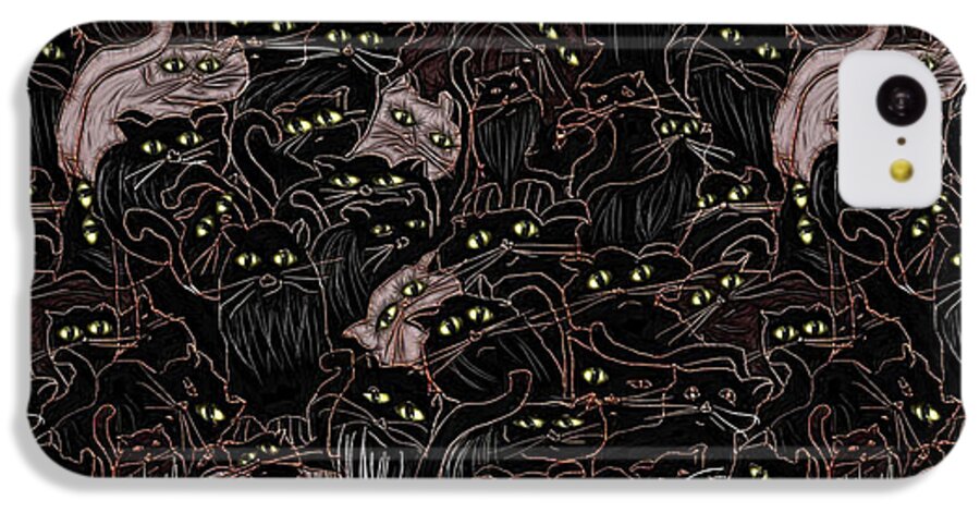 Black Cats Yellow Eyes - Phone Case