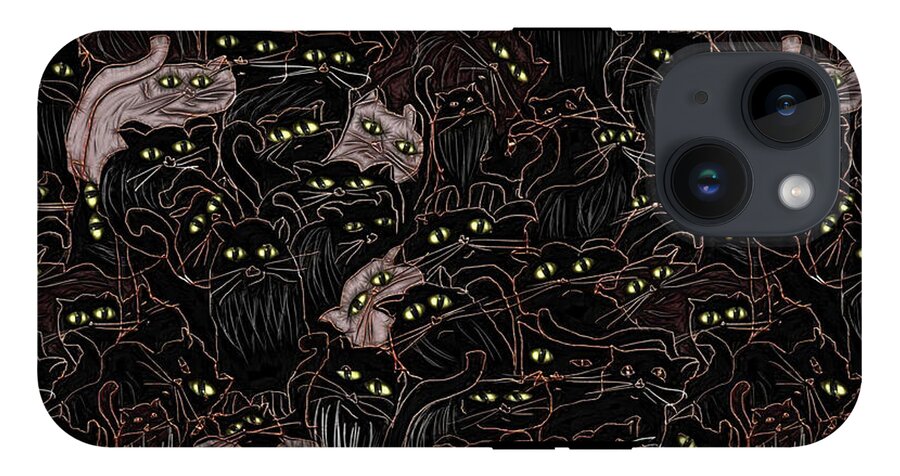 Black Cats Yellow Eyes - Phone Case