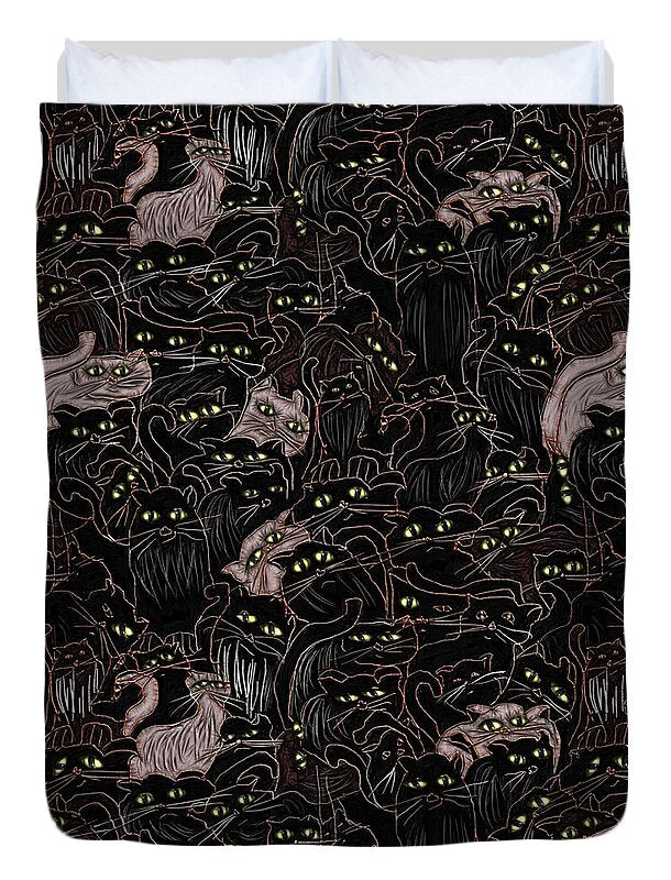 Black Cats Yellow Eyes - Duvet Cover