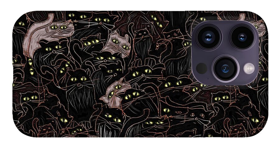 Black Cats Yellow Eyes - Phone Case