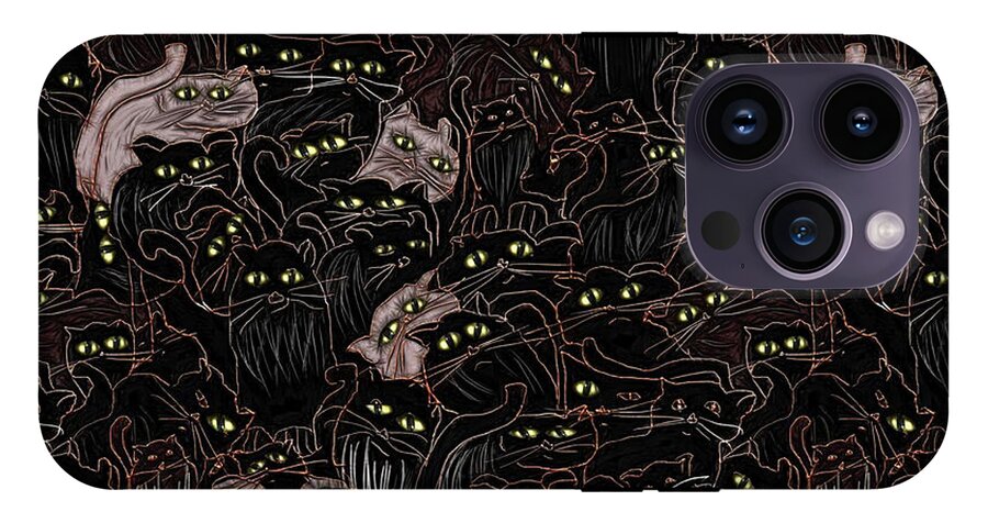 Black Cats Yellow Eyes - Phone Case