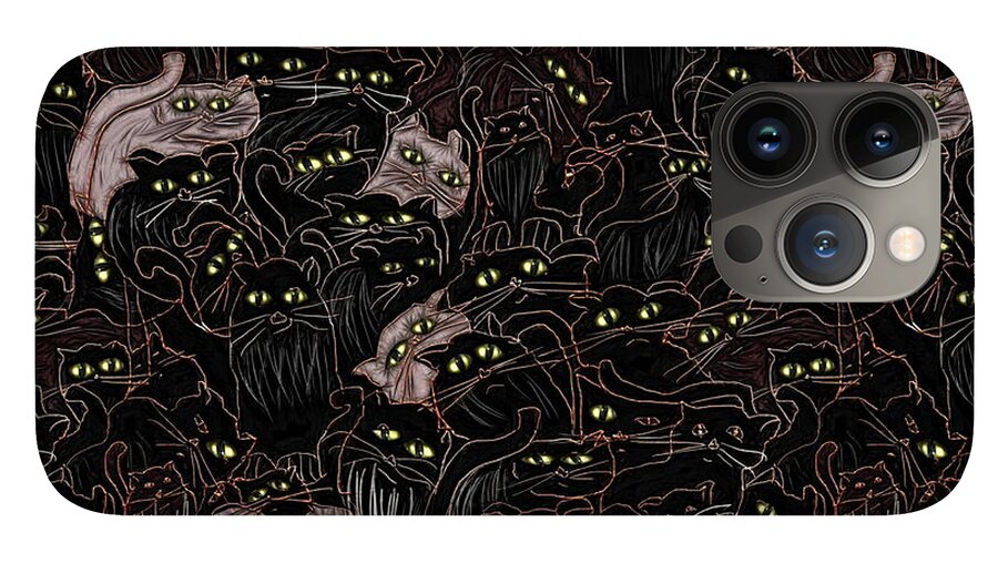 Black Cats Yellow Eyes - Phone Case