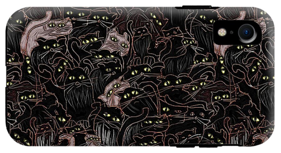 Black Cats Yellow Eyes - Phone Case