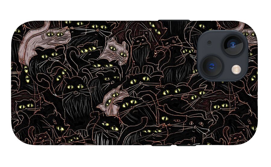 Black Cats Yellow Eyes - Phone Case