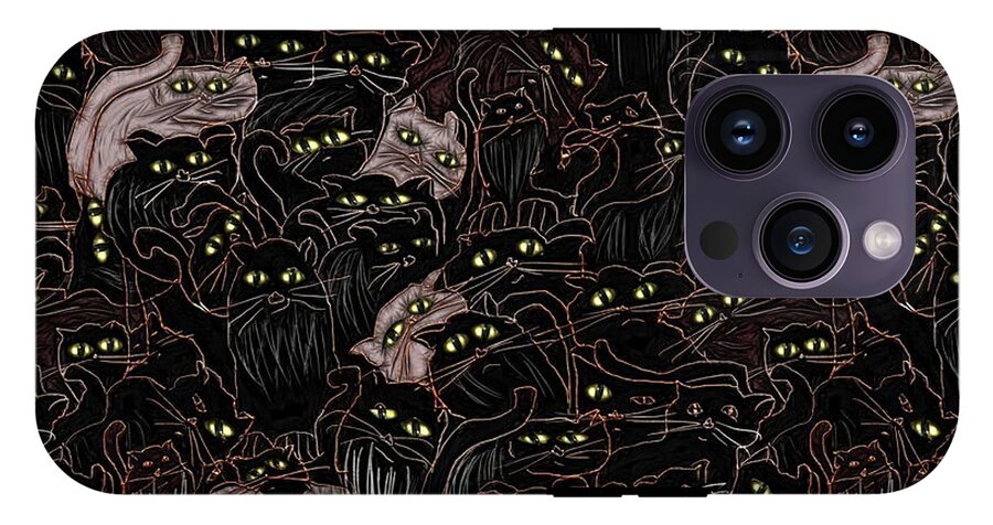 Black Cats Yellow Eyes - Phone Case