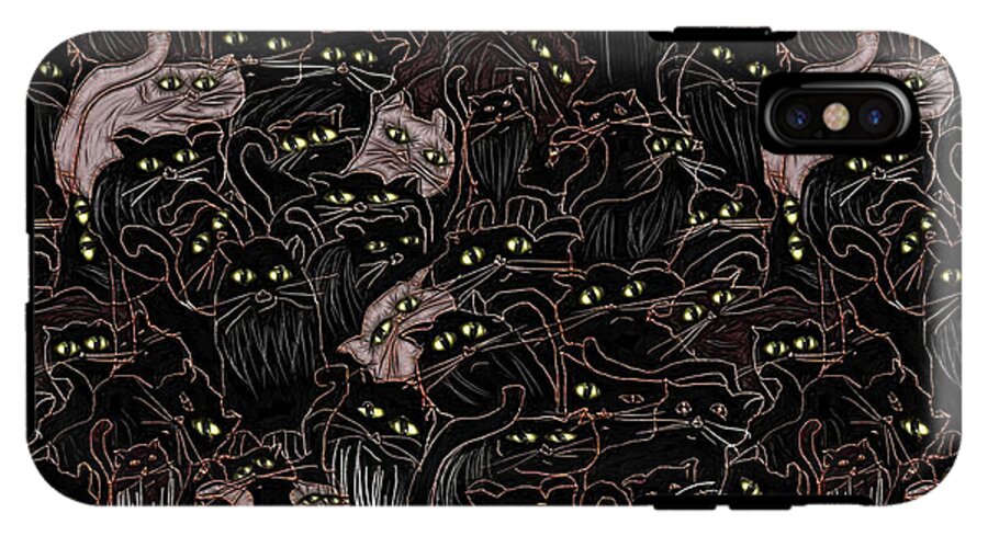 Black Cats Yellow Eyes - Phone Case