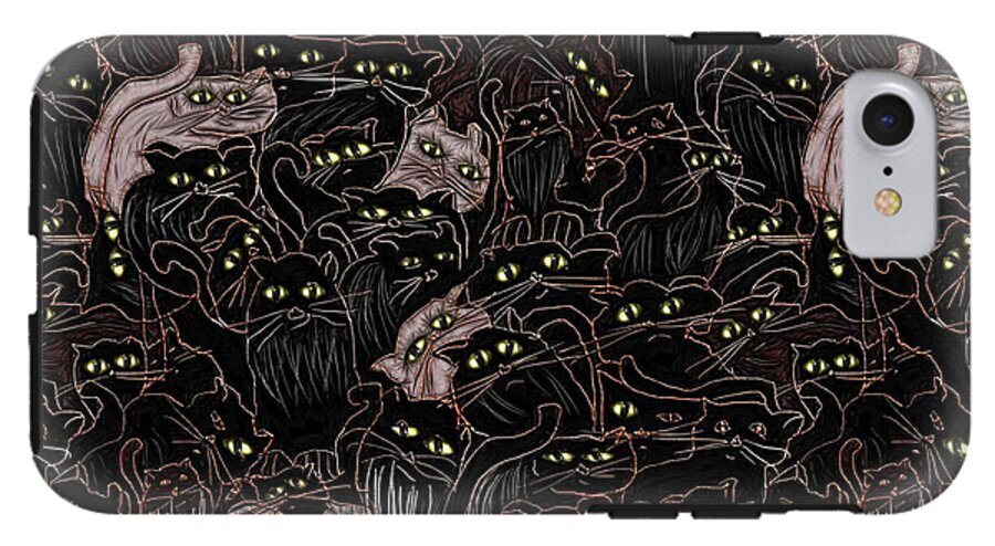 Black Cats Yellow Eyes - Phone Case