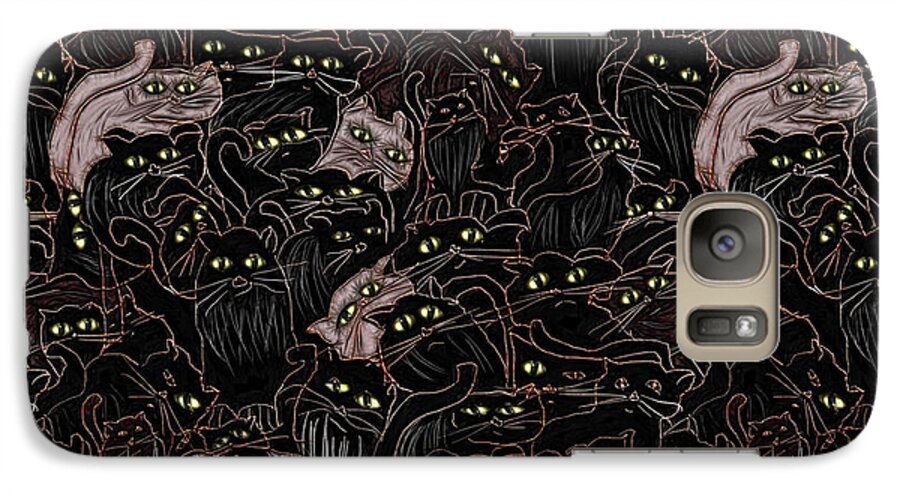 Black Cats Yellow Eyes - Phone Case