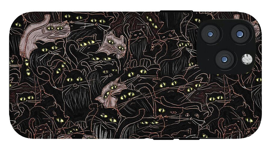 Black Cats Yellow Eyes - Phone Case