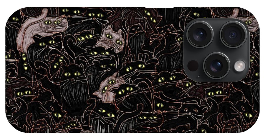 Black Cats Yellow Eyes - Phone Case