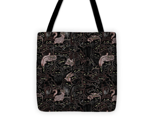 Black Cats Yellow Eyes - Tote Bag