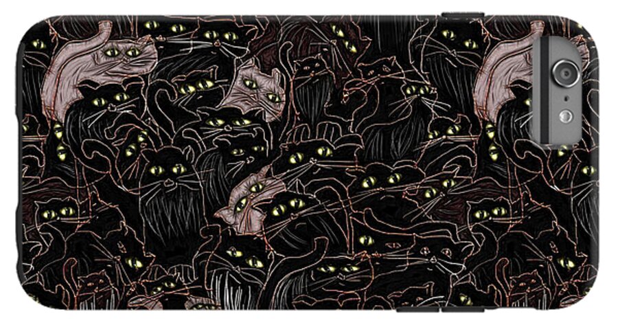 Black Cats Yellow Eyes - Phone Case