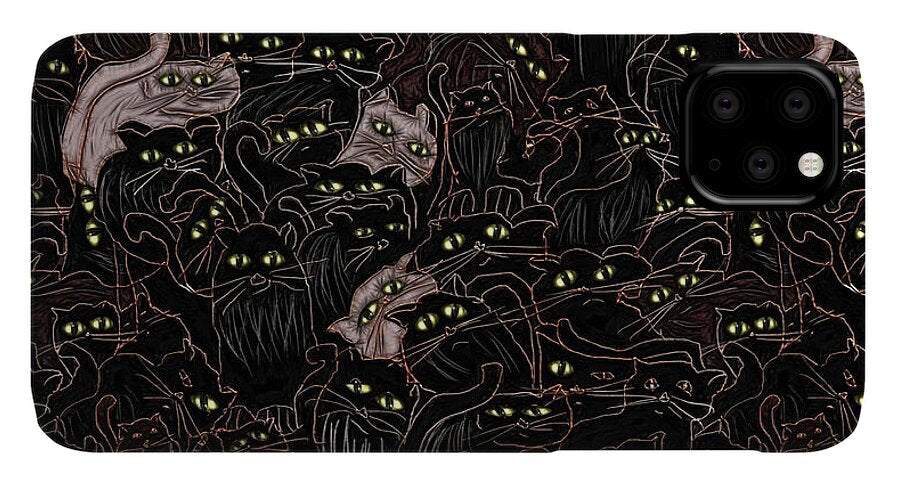 Black Cats Yellow Eyes - Phone Case