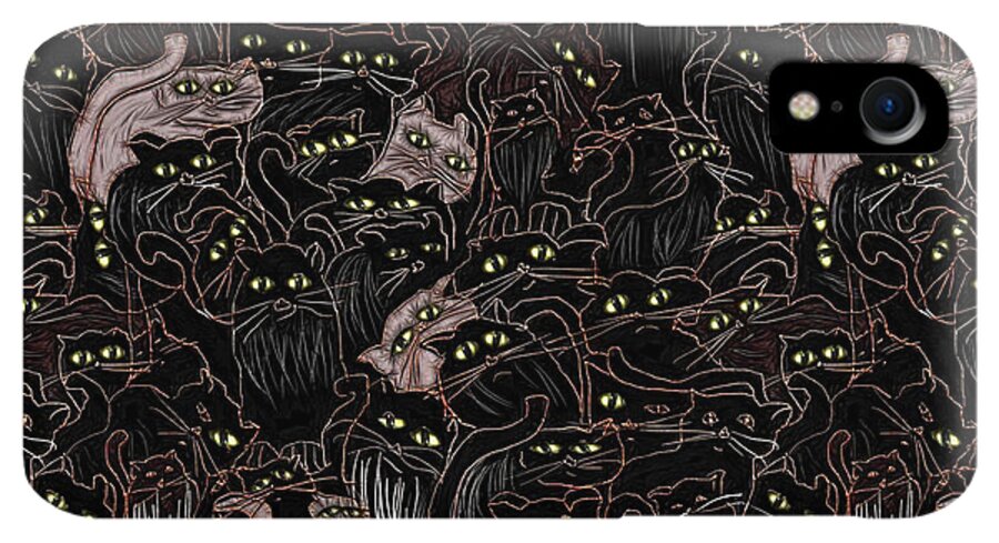 Black Cats Yellow Eyes - Phone Case