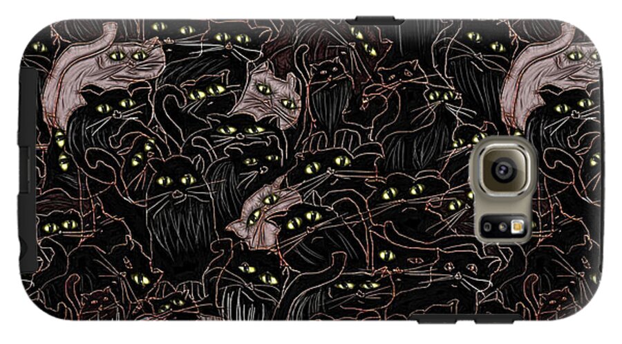 Black Cats Yellow Eyes - Phone Case