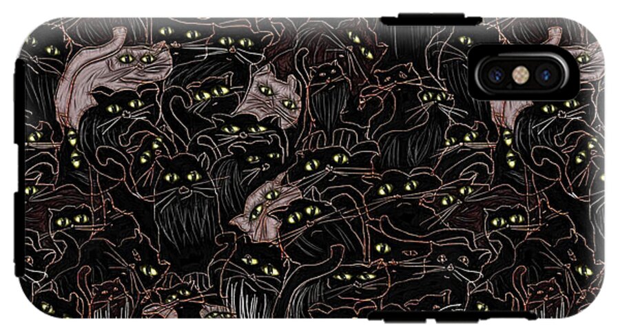 Black Cats Yellow Eyes - Phone Case