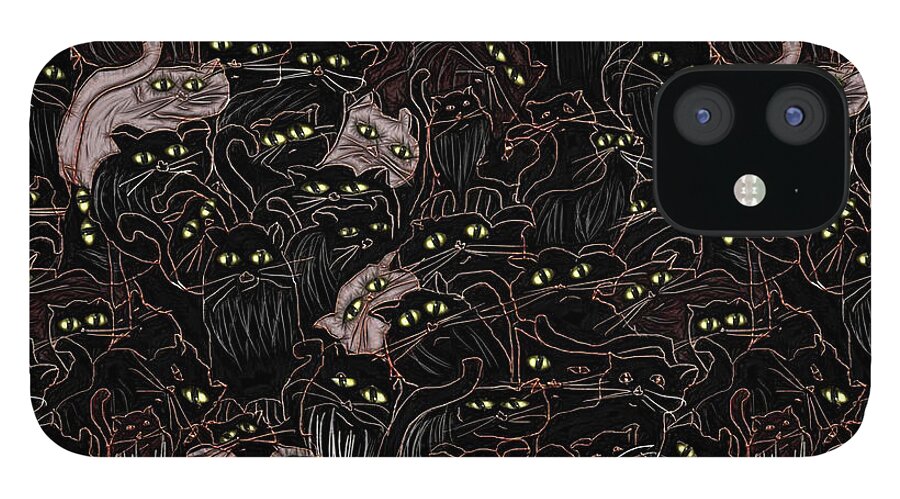 Black Cats Yellow Eyes - Phone Case