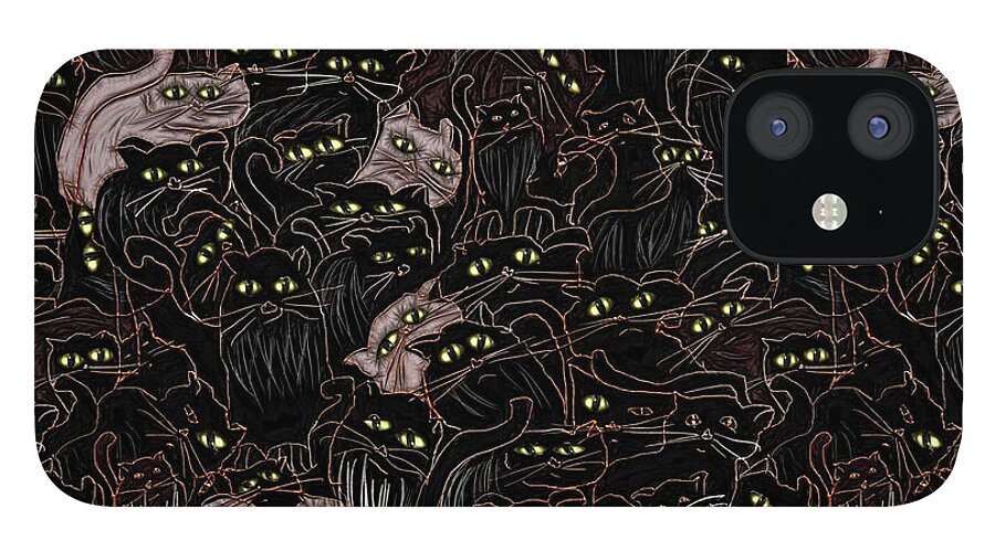 Black Cats Yellow Eyes - Phone Case