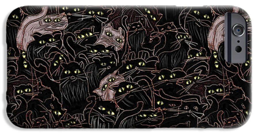 Black Cats Yellow Eyes - Phone Case