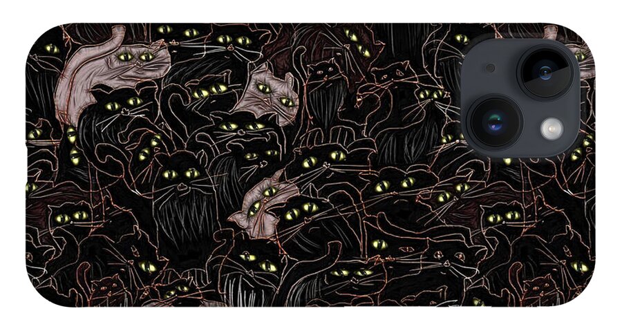 Black Cats Yellow Eyes - Phone Case