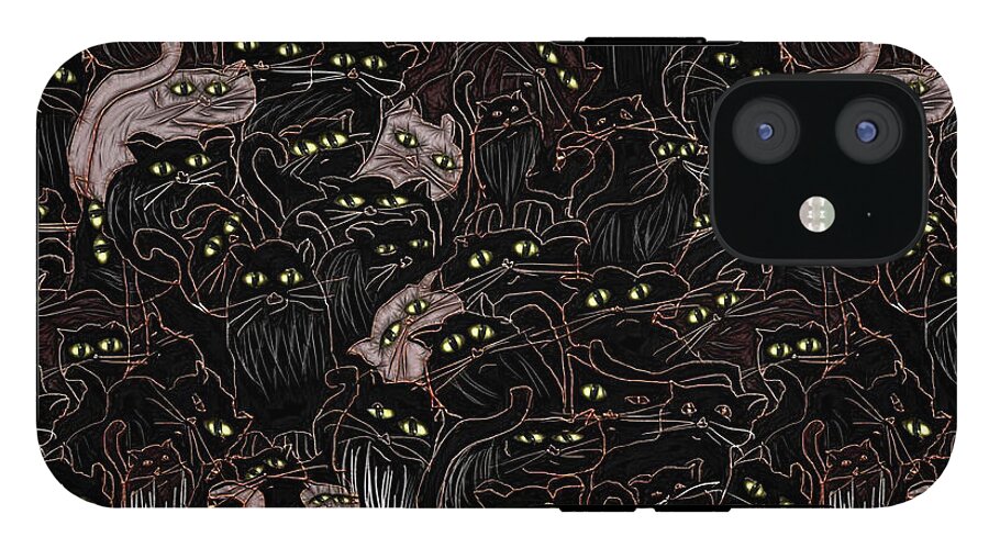 Black Cats Yellow Eyes - Phone Case