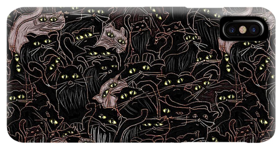 Black Cats Yellow Eyes - Phone Case